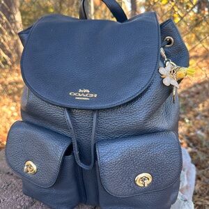 Coach Black Leather Backpack